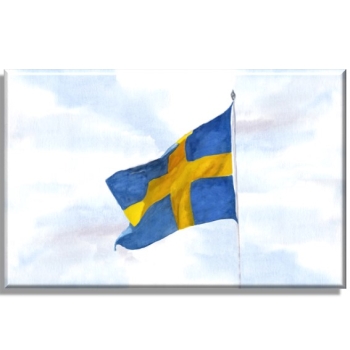 Leinwand 40 x 30 cm Keilrahmen Canvas-Leinen Aquarell Maritim Kunst Druck Kunstdruck Nordsee Flagge Schweden - SW11